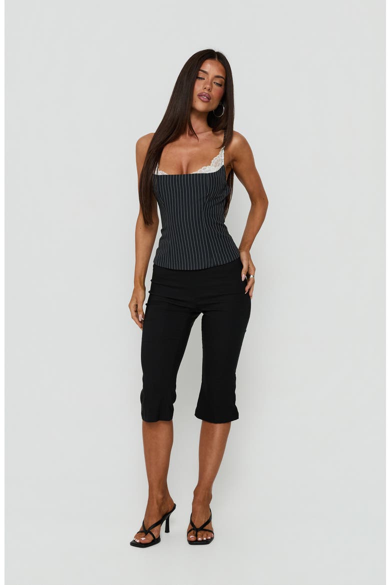 Renaissance Pinstripe Lace Layered Crop Corset Tank, Alternate, color, NAVY PINSTRIPE