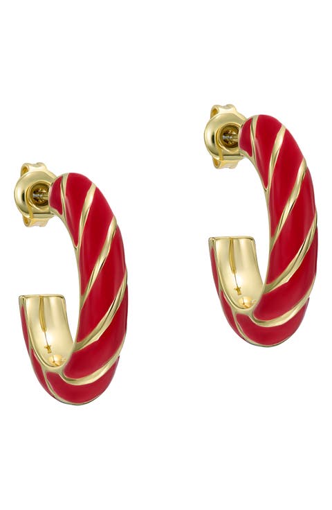 Trinna Twisted Enamel Hoop Earrings