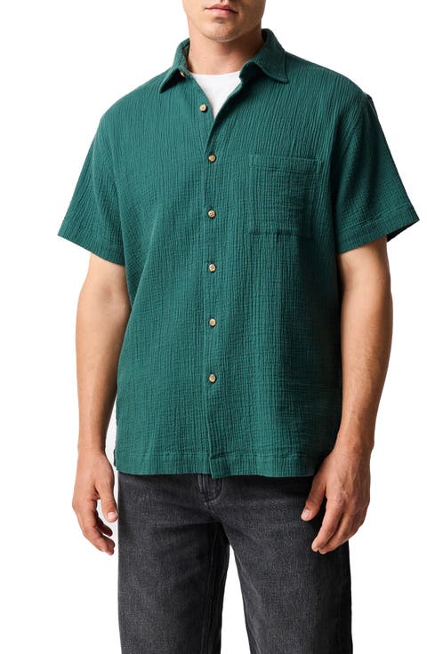 Adams Flat Weekend Fit Short Sleeve Stretch Seersucker Button-Up Shirt