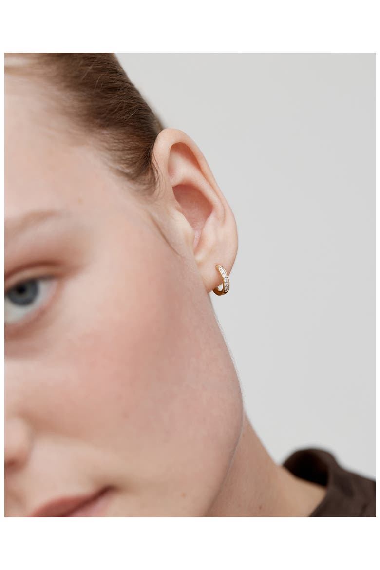 Essential Lab Grown Diamond Pavé Huggie Hoop Earrings, Alternate, color, 18K GOLD VERMEIL / DIAMOND