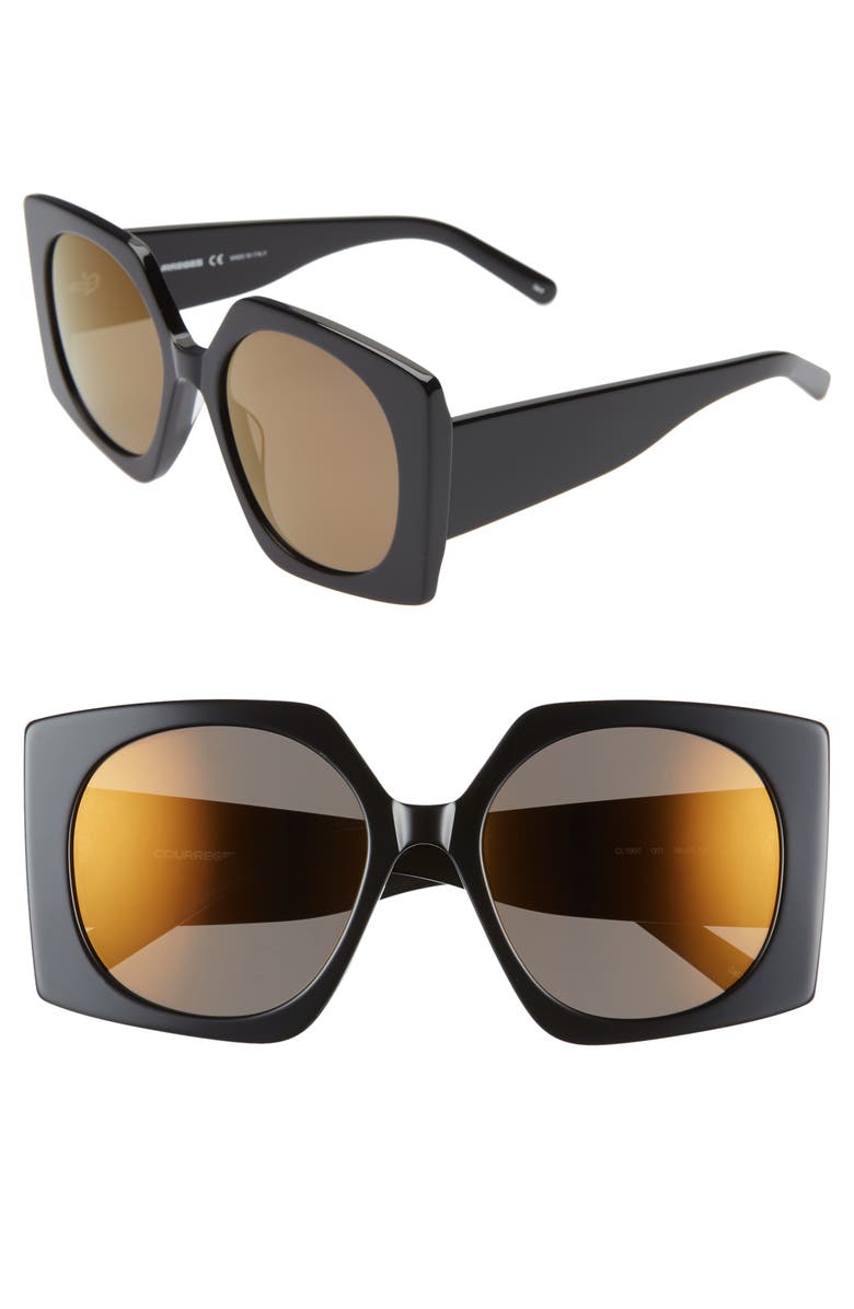 Courrèges 56mm Square Sunglasses, Main, color, 