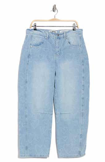 PTCL Heart Jacquard Barrel Leg Jeans
