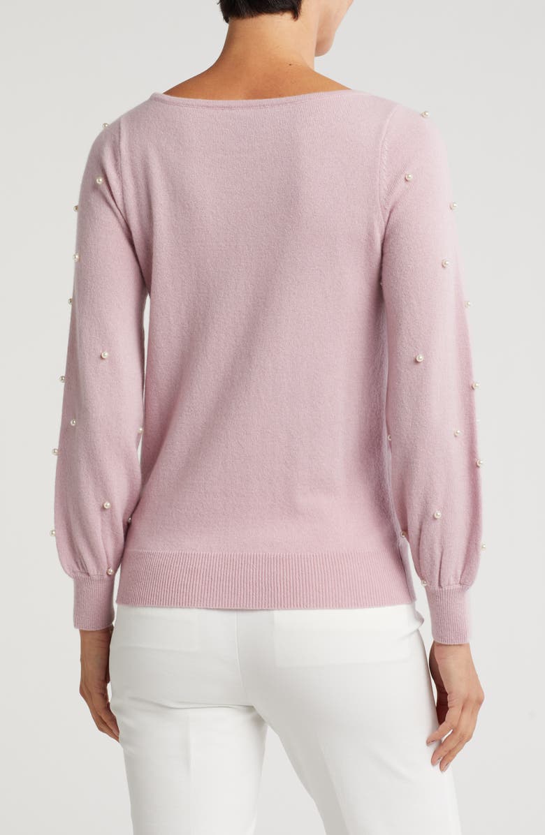 Sofia Cashmere Boat Neck Pearl Sleeve Cashmere Sweater, Alternate, color, Light Pink