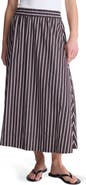 Madewell Stripe Cotton Poplin A-Line Midi Skirt