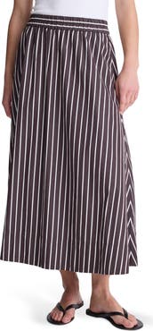 Madewell Stripe Cotton Poplin A-Line Midi Skirt