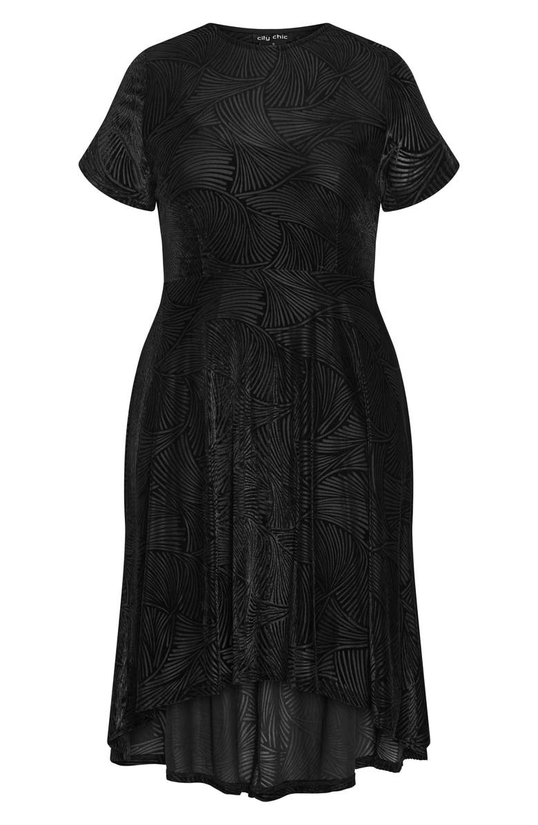 City Chic Sienna Velvet Burnout High-Low Dress, Alternate, color, 