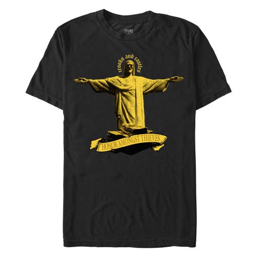 Crooks & Castles Honor Amongst Thieves Yellow Print  Graphic T-shirt In Black