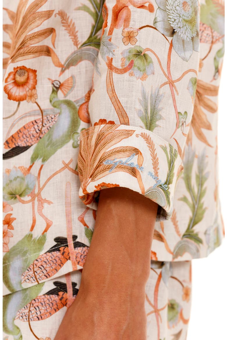 Emma Peach Jungle Linen Pajamas, Alternate, color, PINK