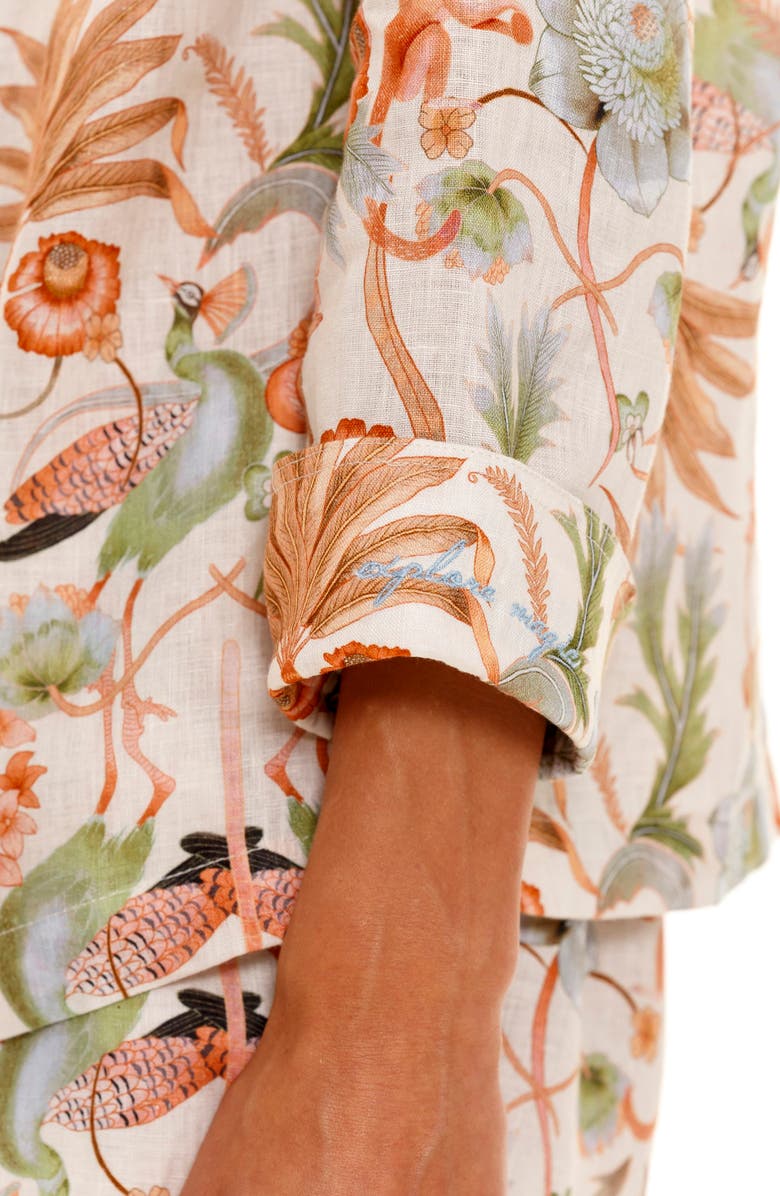 The Lazy Poet Emma Peach Jungle Linen Pajamas, Alternate, color,