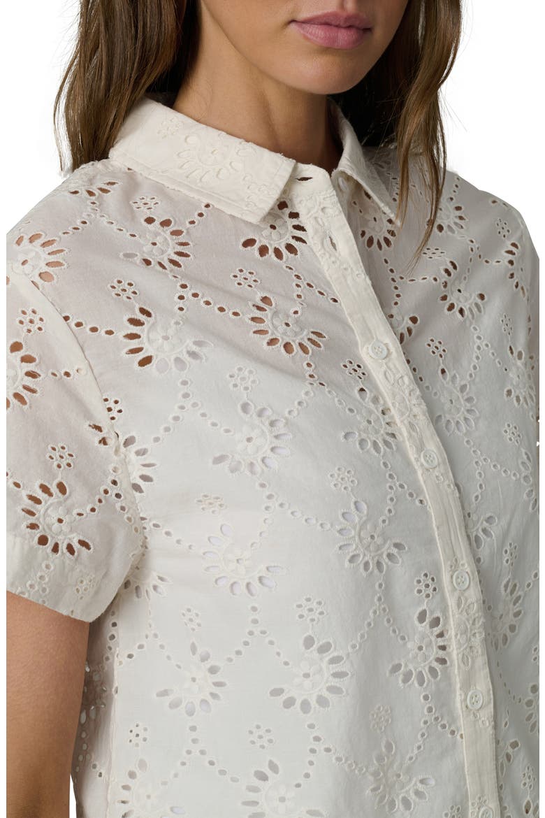 Sheer Crop Cotton Broderie Anglaise Button-Up Shirt, Alternate, color, ECRU