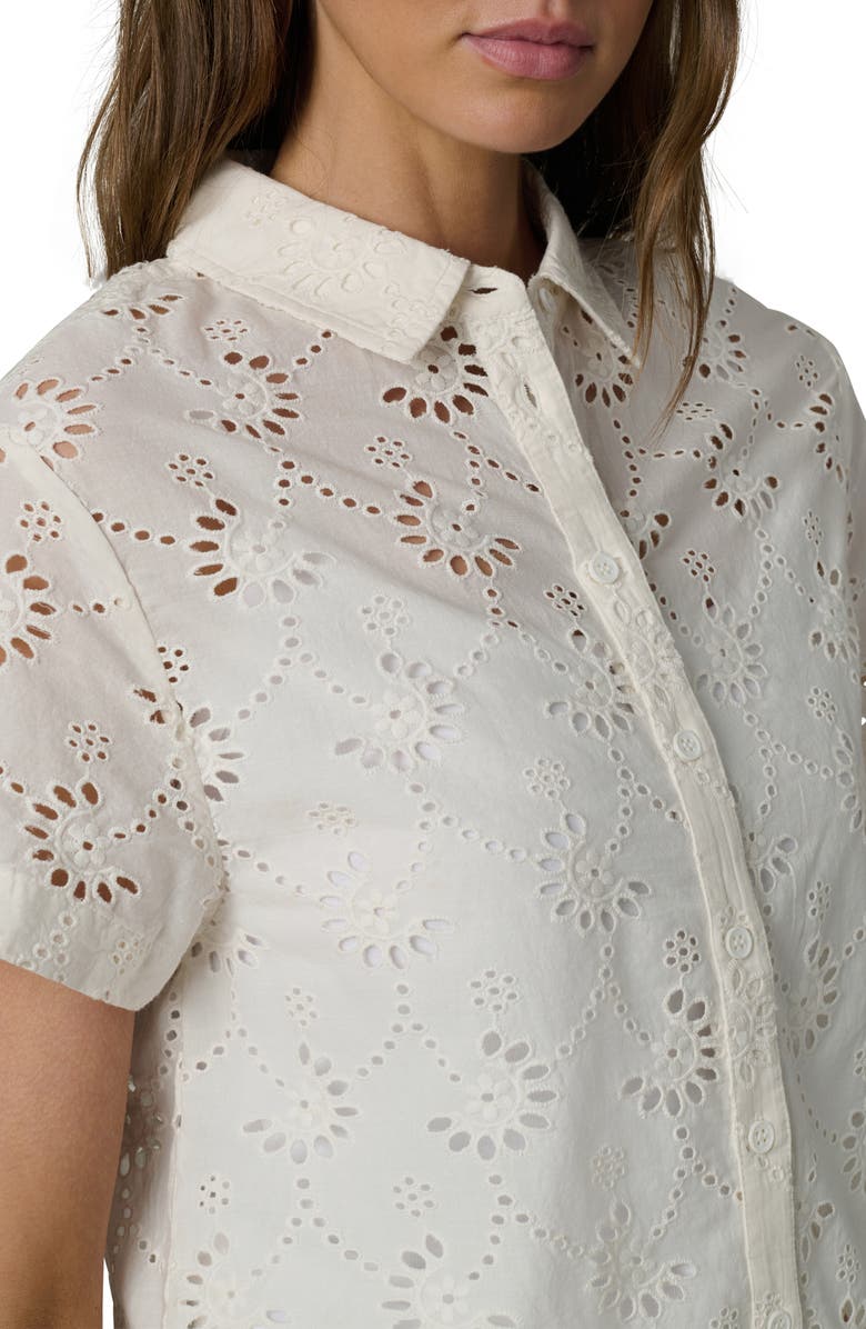 Joe's Sheer Crop Cotton Broderie Anglaise Button-Up Shirt, Alternate, color, Ecru