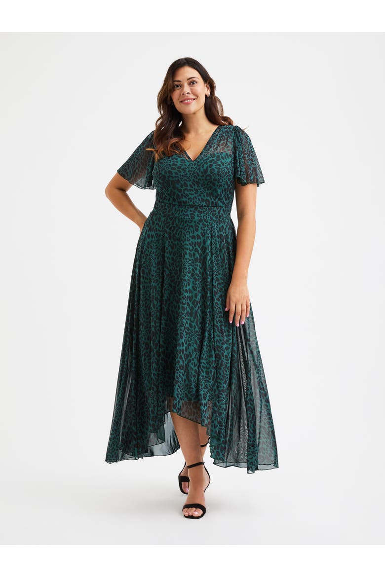 Tilly Animal Print Sweetheart Dress, Main, color, Green Leopard