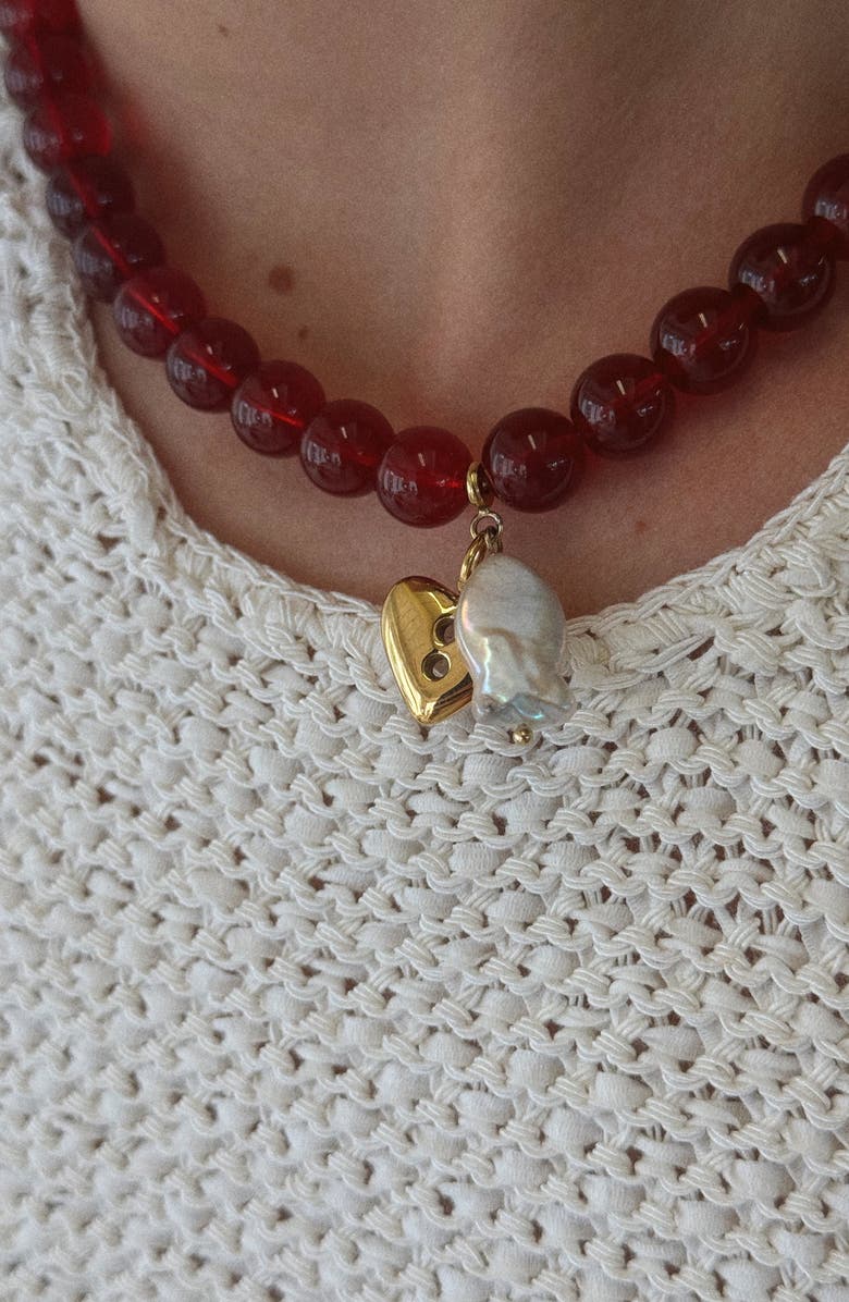 Joiana Jewelry Sailor Necklace, Alternate, color, Red / Gold / Pearl