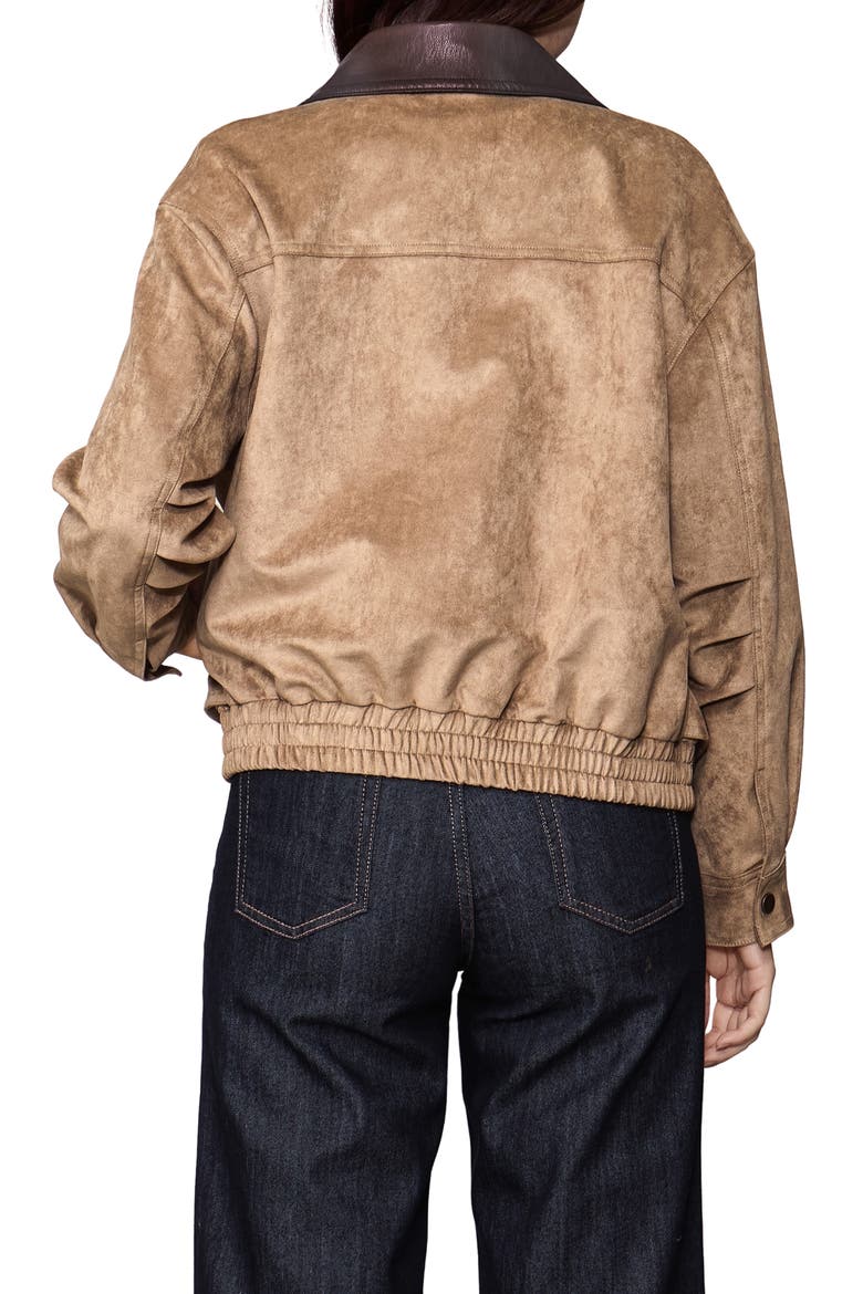 Faux Suede Bomber Jacket, Alternate, color, TAUPE