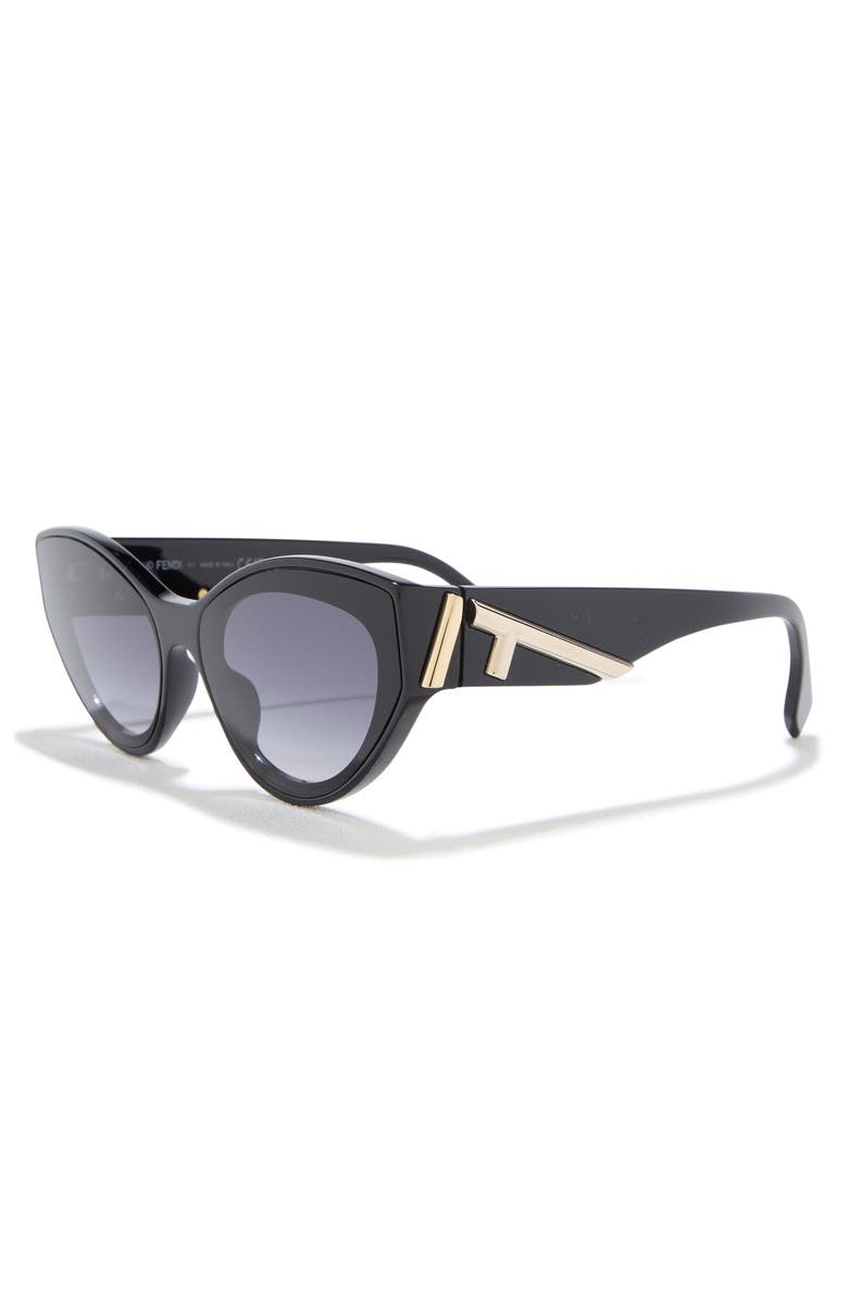Fendi First 62mm Cat Eye Sunglasses, Alternate, color, Shiny Black / Gradient Blue