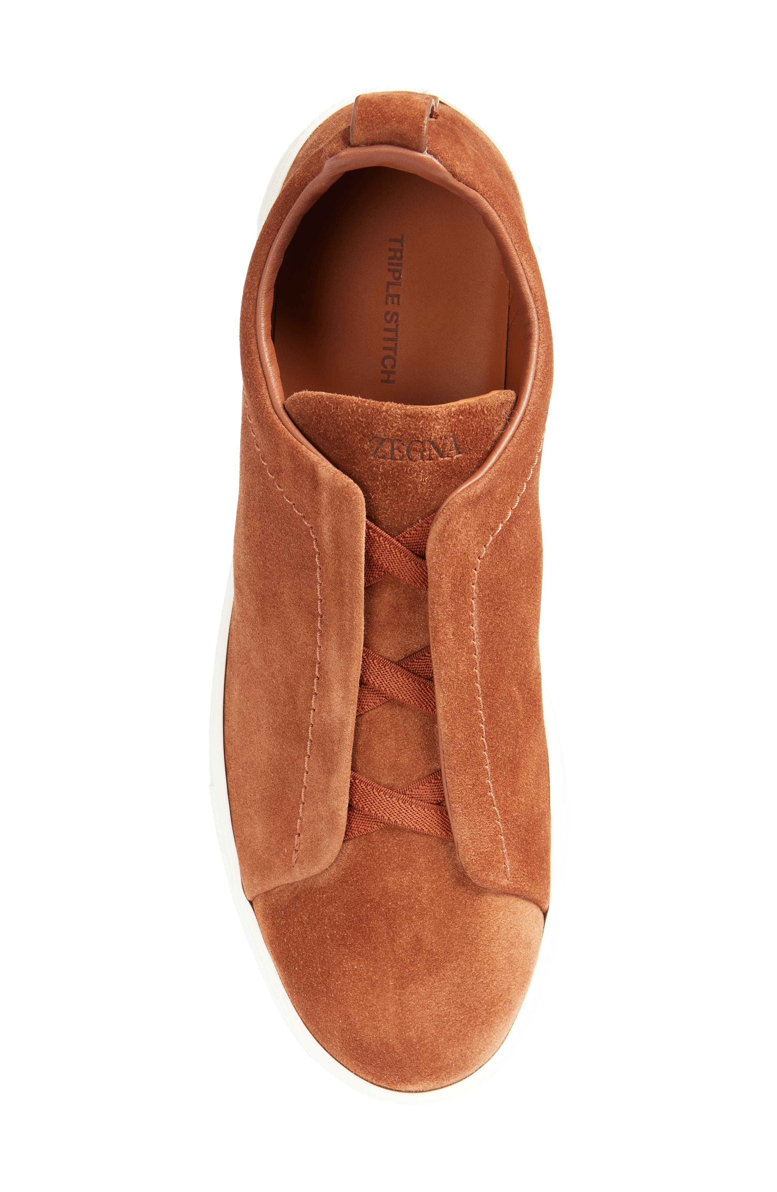 ZEGNA Triple Stitch Suede Slip-On Sneaker, Alternate, color, Vicuna