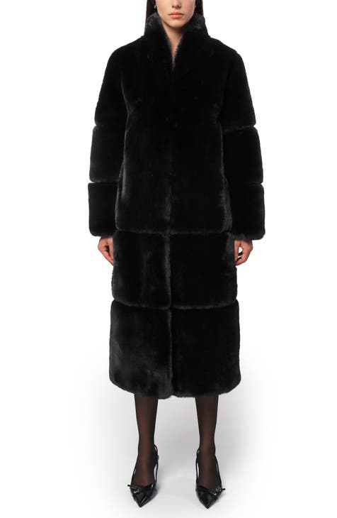 Faux fur coat womens long deals