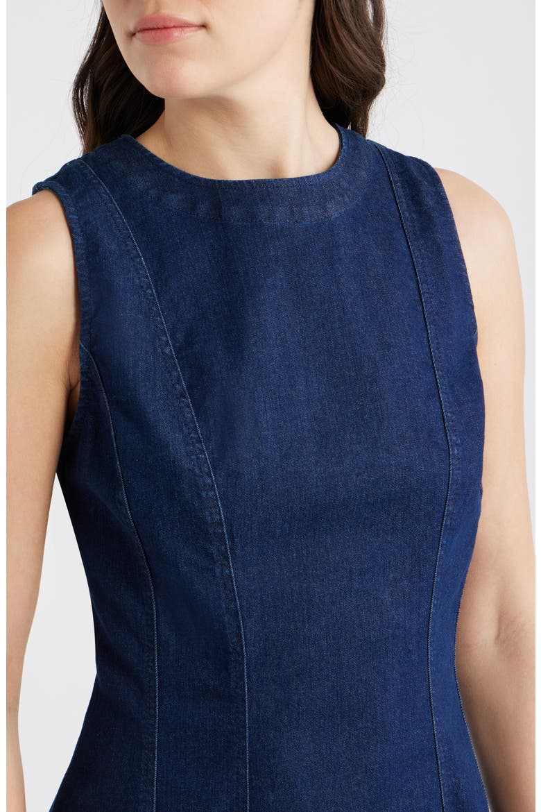 Sleeveless Stretch Denim Sheath Dress, Alternate, color, DARK WASH