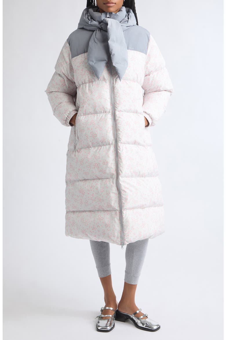 Duvet Puffer Coat, Main, color, GREY MULTI
