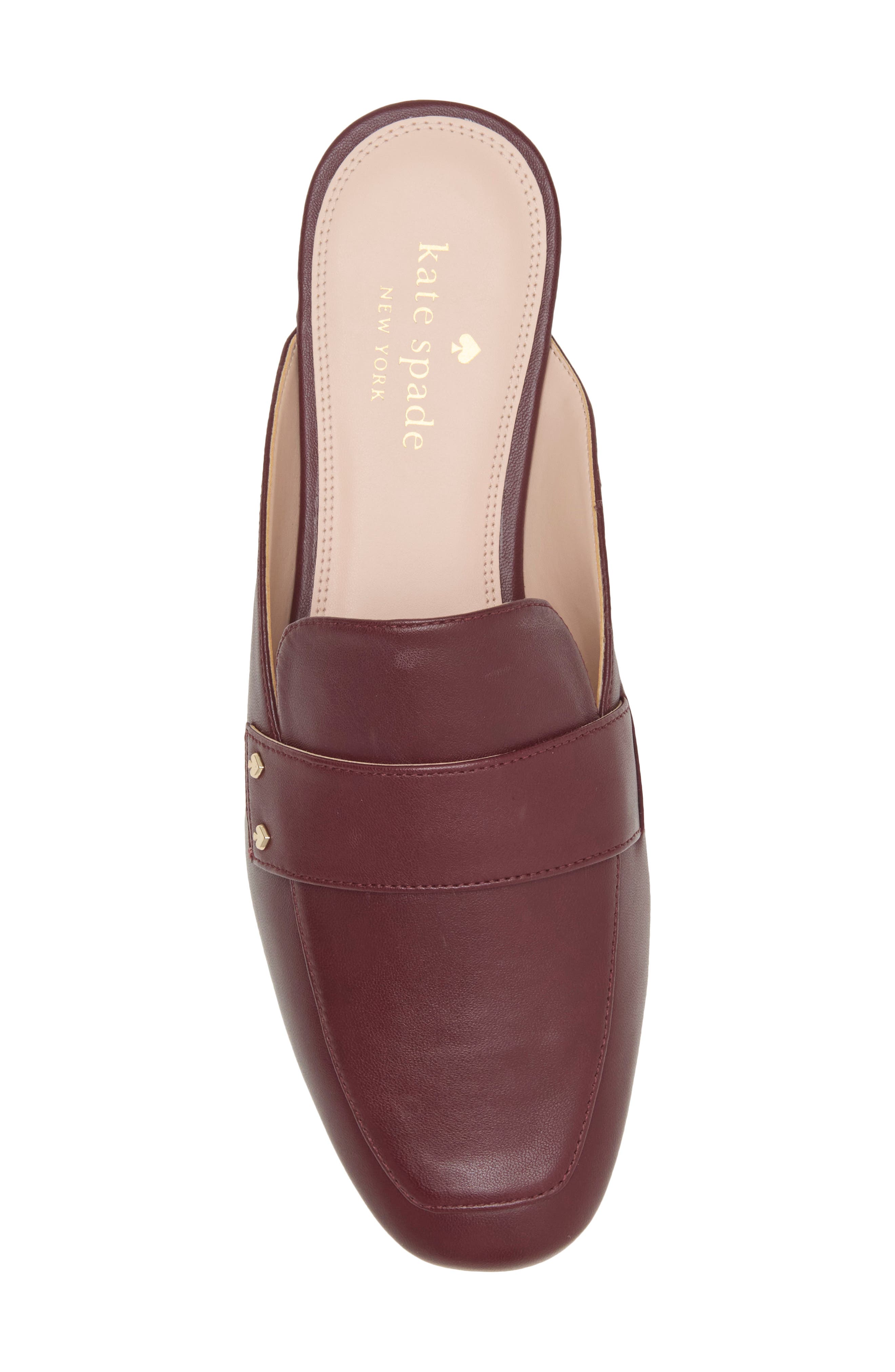 Villa Leather Flat Mule, Alternate, color, DARK MERLOT
