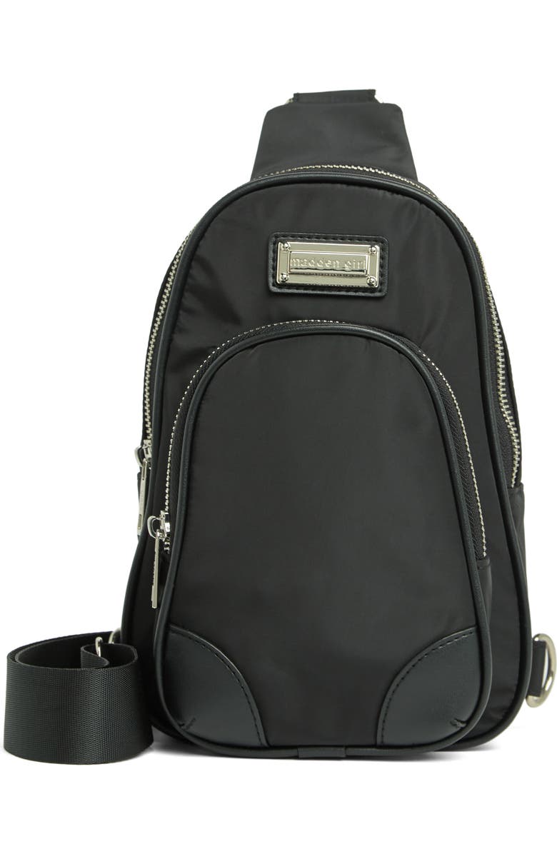 Madden Girl Recycled Polyester Sling Bag, Main, color,