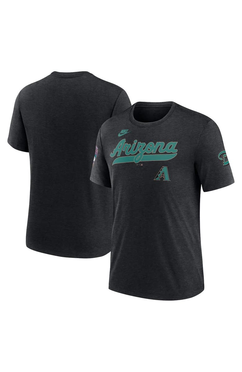 Nike Men's Nike Heather Black Arizona Diamondbacks Cooperstown Collection Eras Tri-Blend T-Shirt, Alternate, color, Heather Black