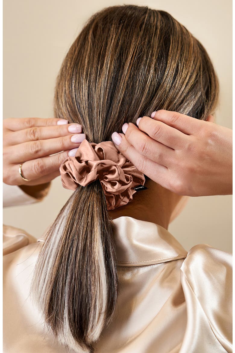 3-Pack Silk Scrunchies, Alternate, color, CINNAMON