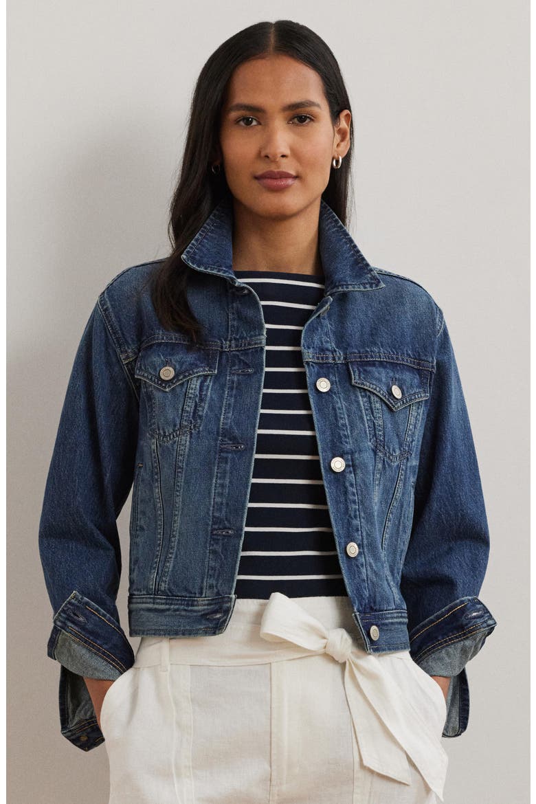 Denim Trucker Jacket, Alternate, color, HAZE WASH