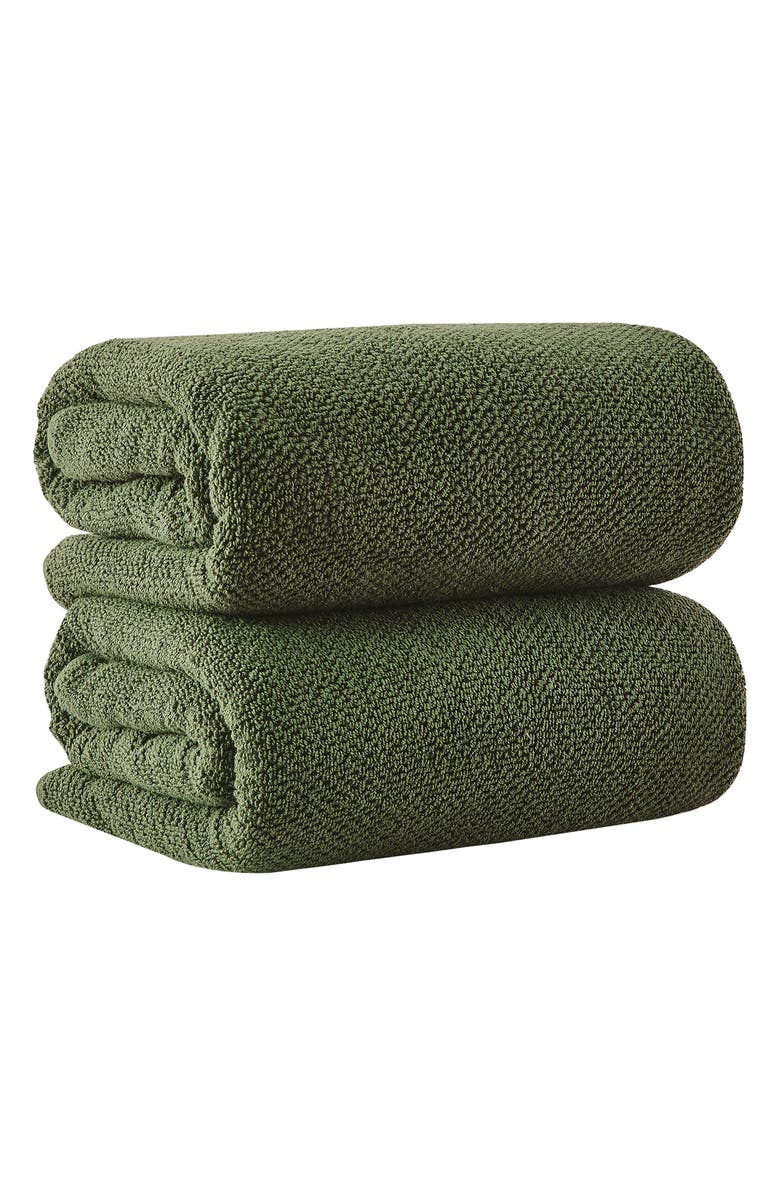 Woven & Weft Cotton 2-Pack Oversized Bath Sheet Set, Main, color, Forest Green
