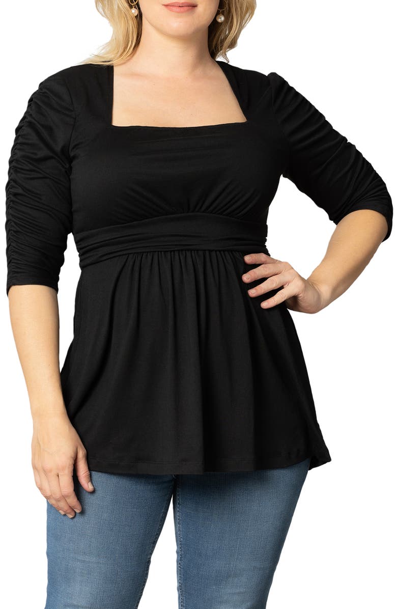 Kiyonna Solstice Ruched Sleeve Top, Alternate, color, 