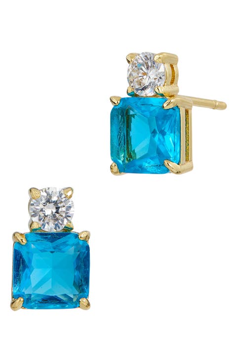 Cubic Zirconia Birthstone Stud Earrings
