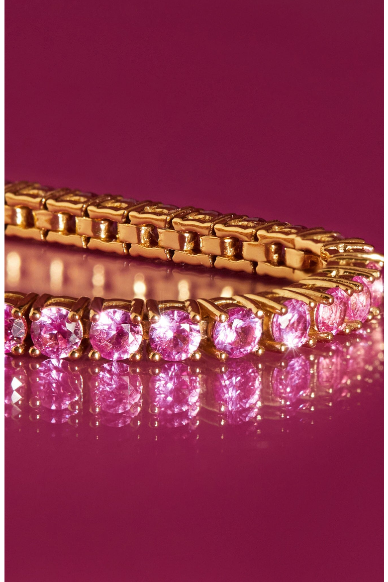 Lab Grown Pink Sapphire Tennis Bracelet, Alternate, color, Yellow Gold Vermeil