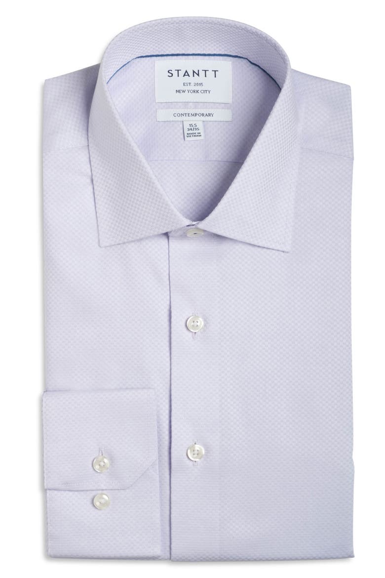 Contemporary Fit Wrinkle Resistant Cotton Dobby Dress Shirt, Main, color, LAVENDER