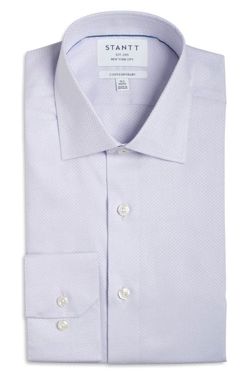 Contemporary Fit Wrinkle Resistant Cotton Dobby Dress Shirt