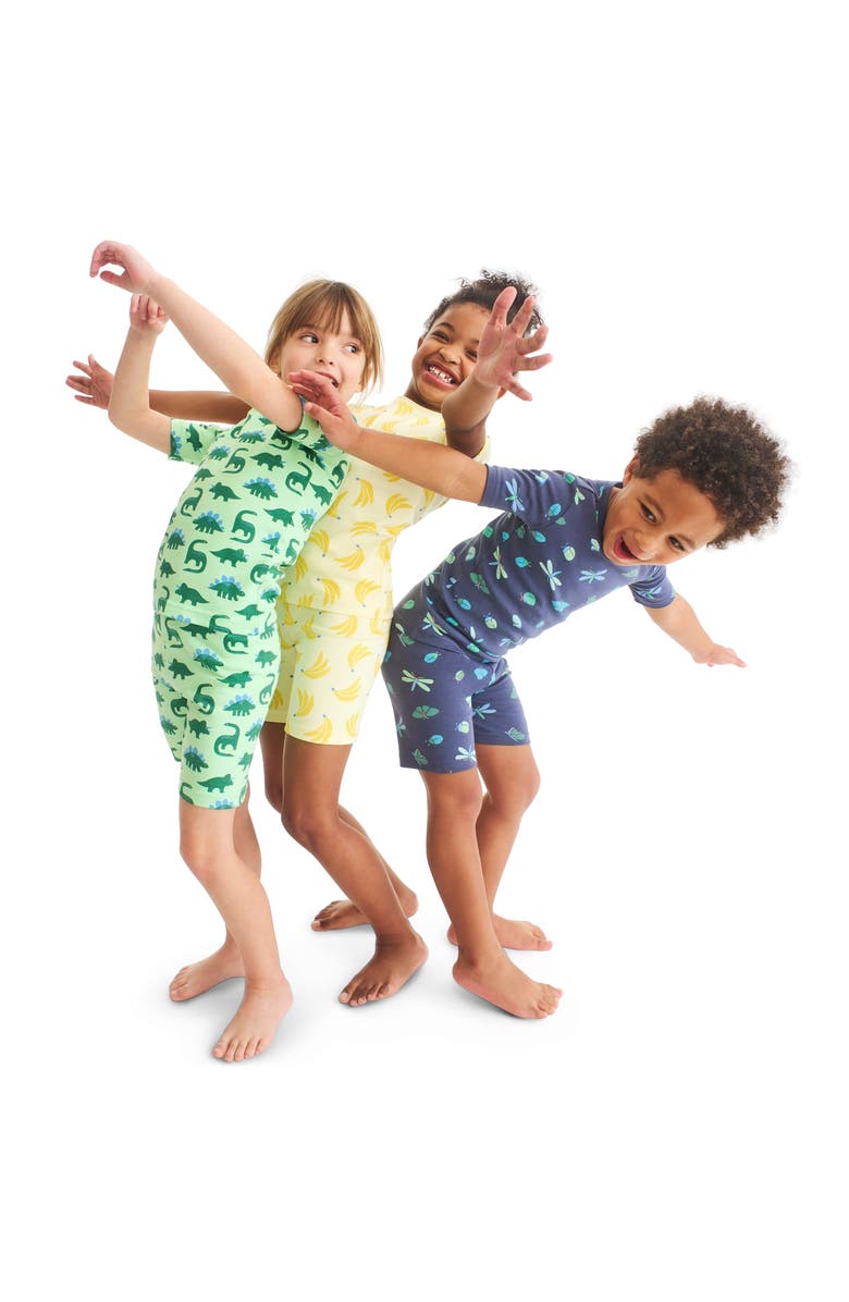 Primary Kids Organic Short Sleeve Pj Top, Alternate, color, Pear Dinosaurs