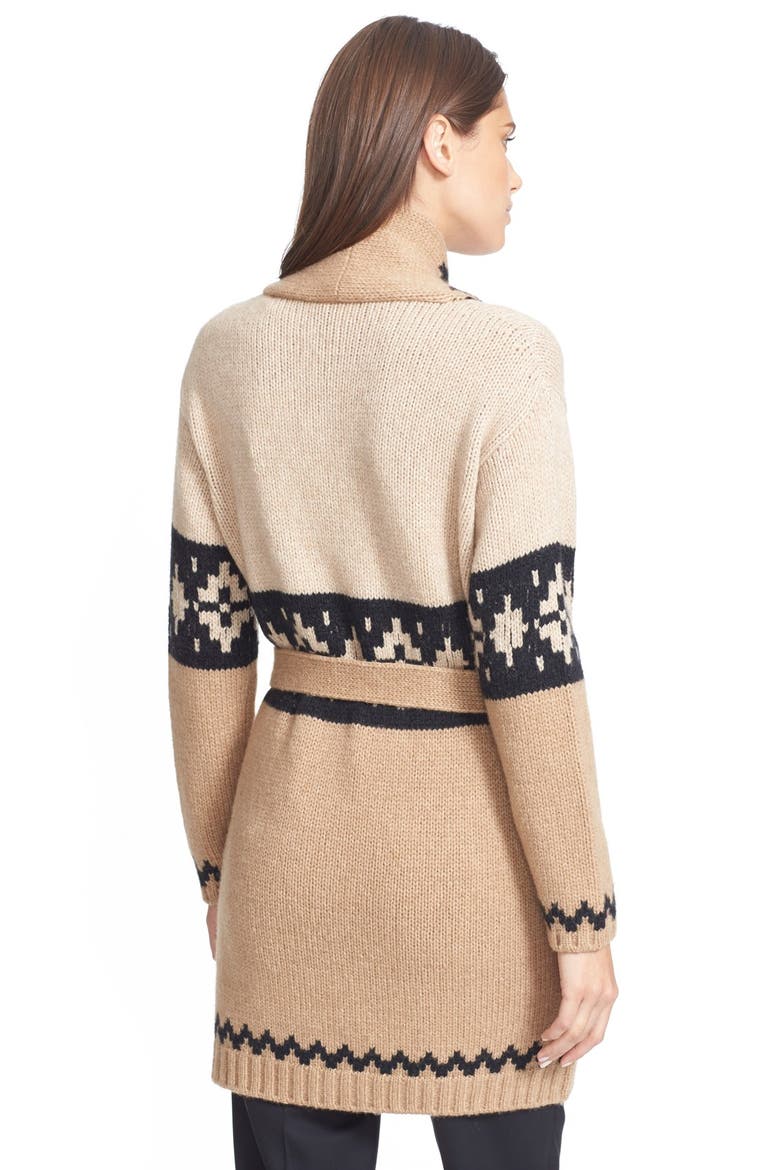 Max Mara 'Abelia' Intarsia Knit Cardigan, Alternate, color, CAMEL