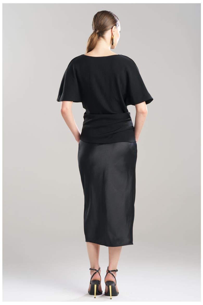 Stretch Crepe Asymmetric Draped Top, Alternate, color, Black