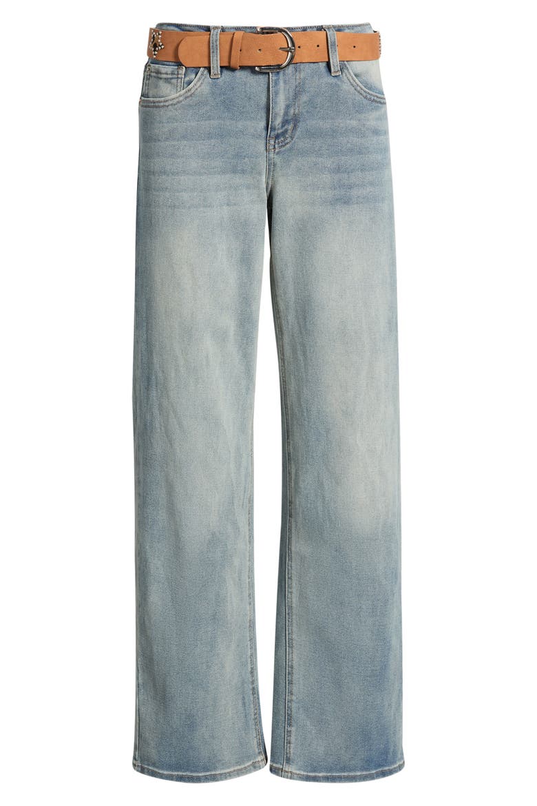 Britney Belted Wide Leg Jeans, Alternate, color, LT MED WASH TINT 19C