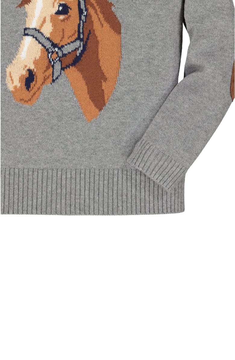 Hope & Henry Baby Girls' Organic Horse Intarsia Sweater, Infant, Alternate, color, Gray Heather Horse