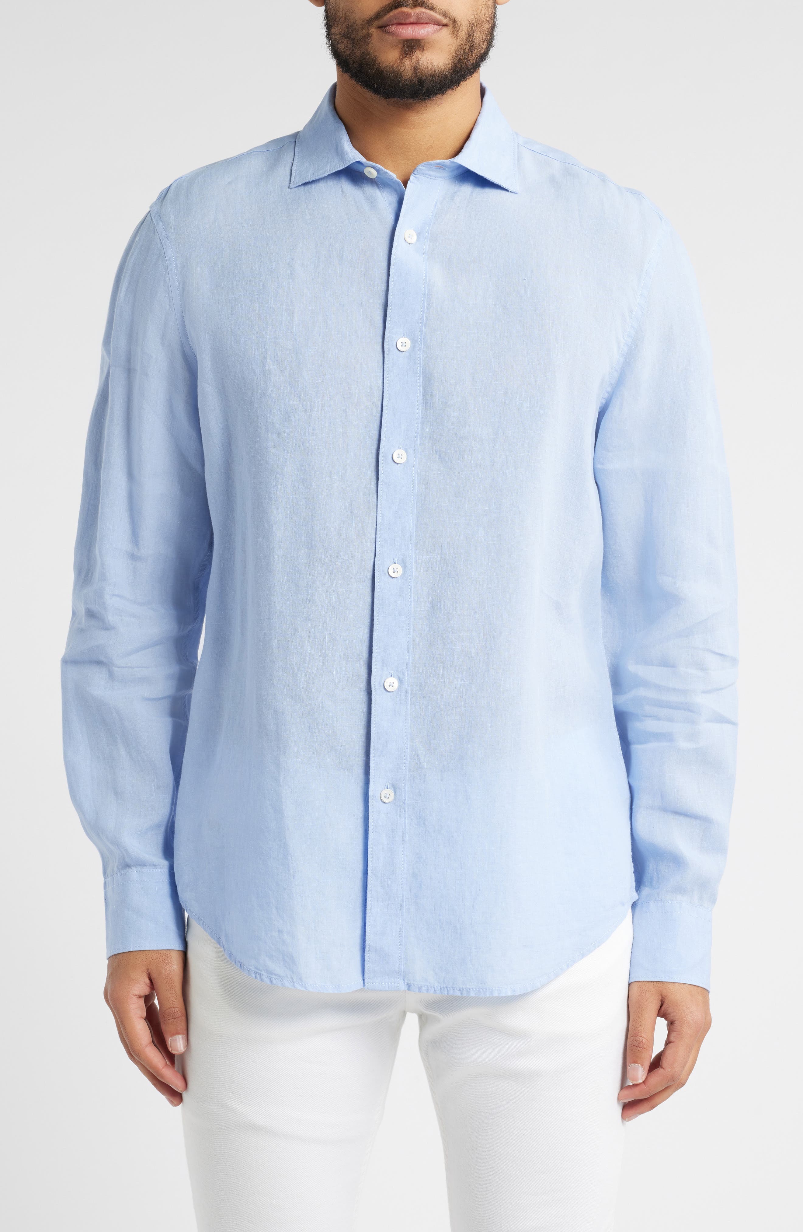Bugatchi Axel Shaped Fit Linen Button-Up Shirt