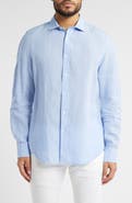 Bugatchi Axel Shaped Fit Linen Button-Up Shirt