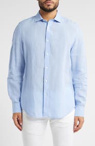 Bugatchi Axel Shaped Fit Linen Button-Up Shirt