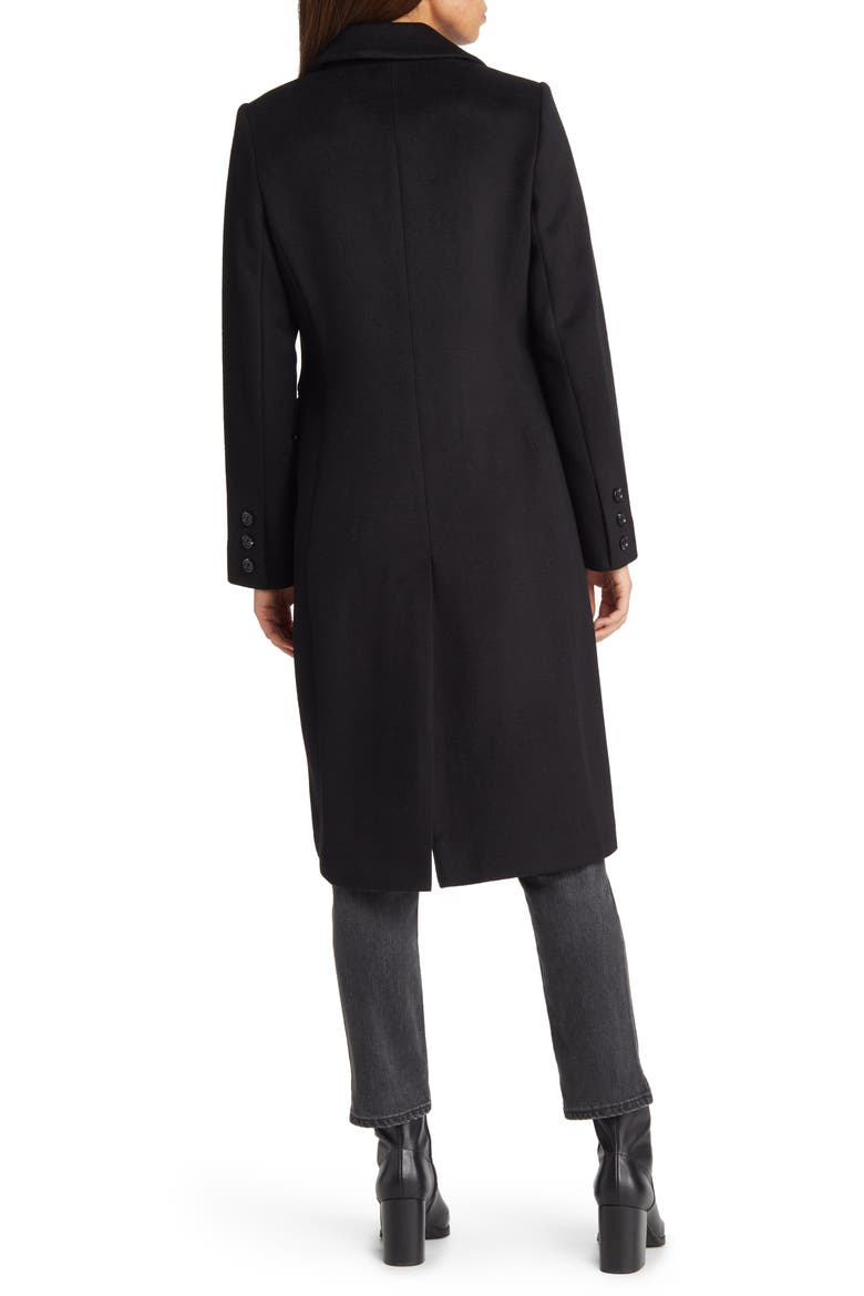 Double Breasted Wool Blend Coat, Alternate, color, BLACK