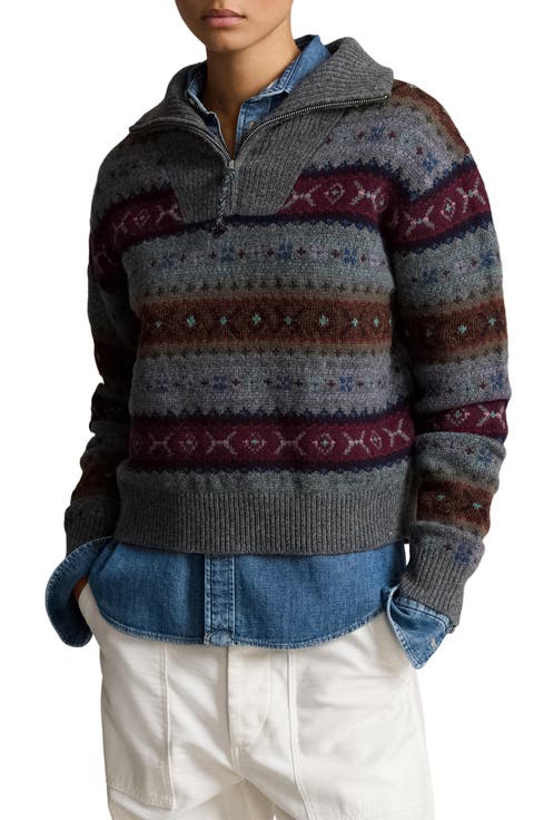 Fair Isle Wool Quarter Zip Sweater