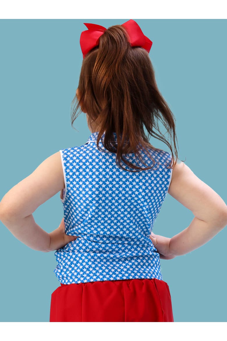 UPF50+ Sleeveless Polo Active Top, Alternate, color, Tiny Blue Stars