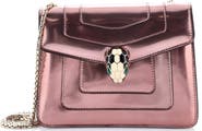 Pre-Owned Bvlgari Serpenti Forever Square Shoulder Bag Metallic Leather Small