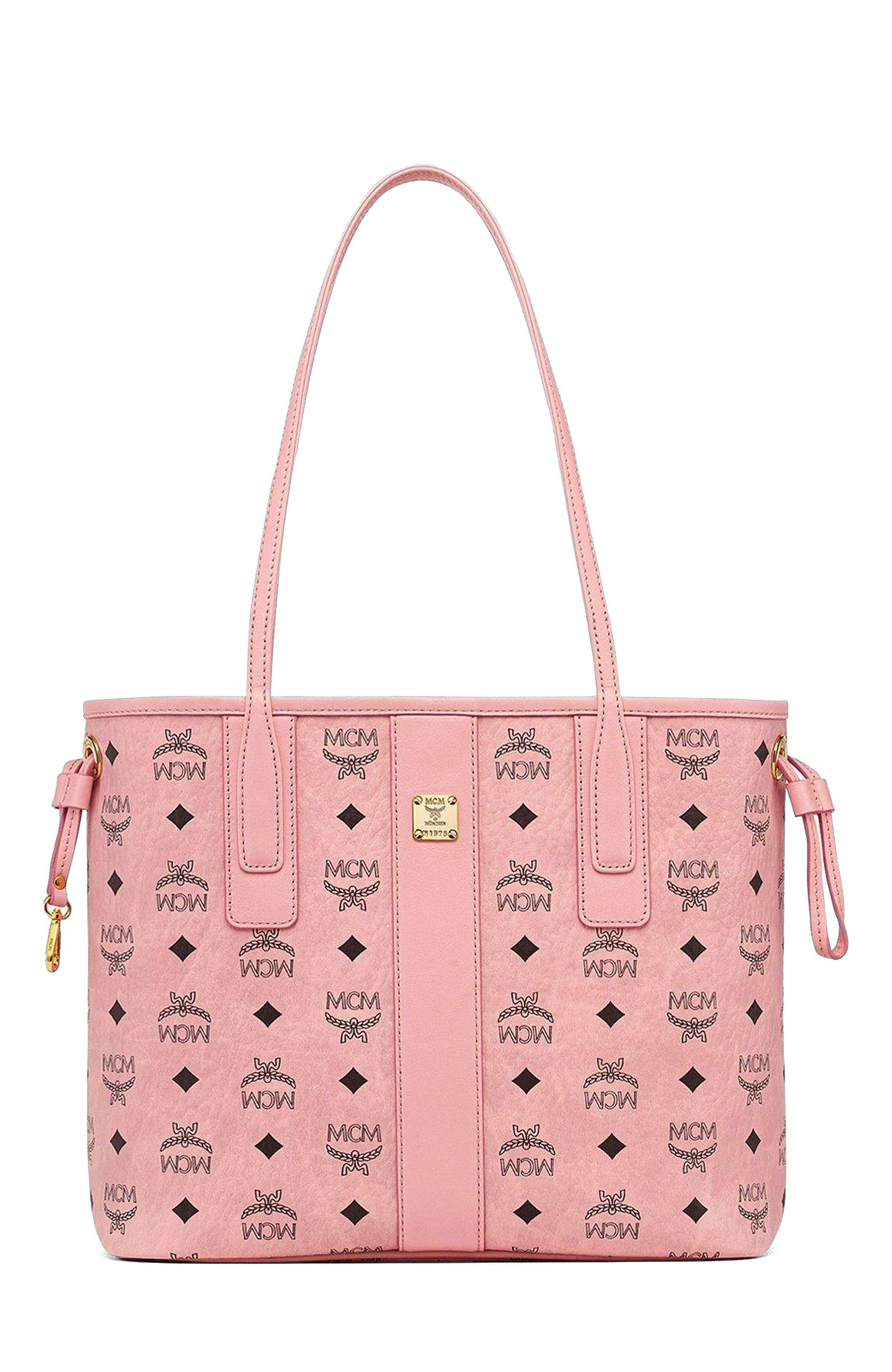 MCM Small Liz Shopper in Visetos, Main, color, Pink