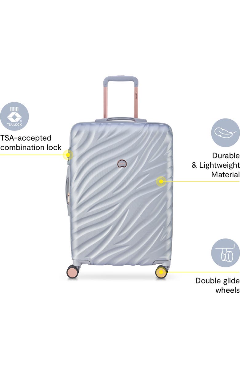 Delsey Paris Alexis Hardside 29-Inch Large Checked Expandable Spinner Luggage, Alternate, color, Platinum/Rose Gold