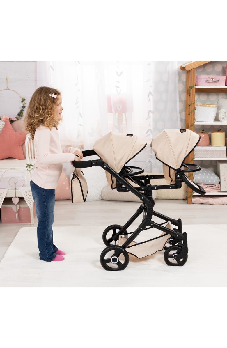 Bayer Design Doll Pram Twin Neo, Seats 2 Dolls Up to 18 Inches, Kid 3+, Alternate, color, Multicolored
