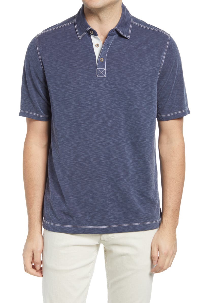 Johnston & Murphy Slub Polo, Main, color, Navy